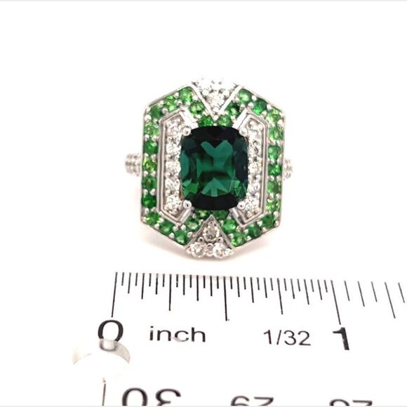 Tourmaline Tsavorite Diamond Ring Size 6.25 14kGold 5.55TCW GIA Certified 215422 - Picture 8 of 10